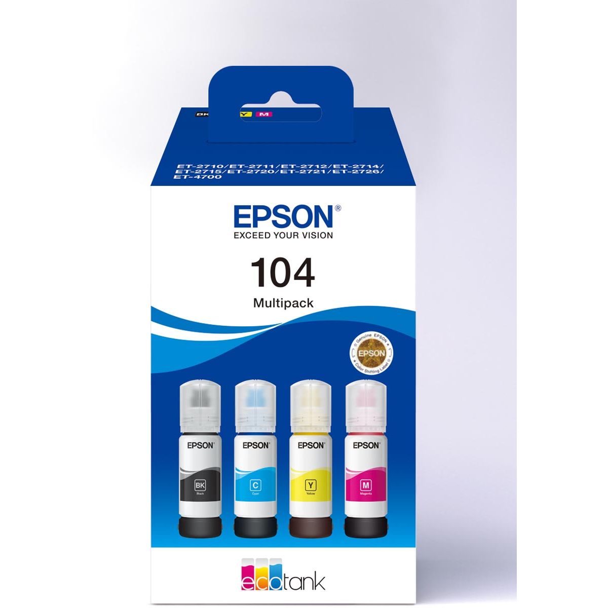 Epson - inktfles 104, 4.500 7.500 pagina's, OEM C13T00P640, 4 kleuren