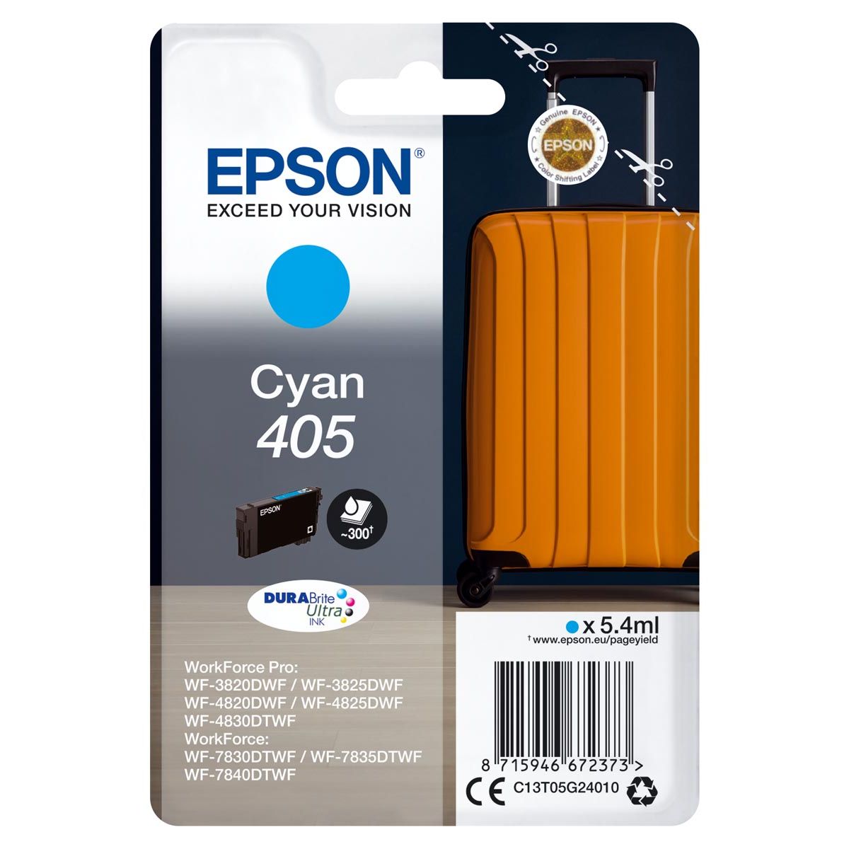 Epson - inktcartridge 405, 300 pagina's, OEM C13T05G24010, cyaan