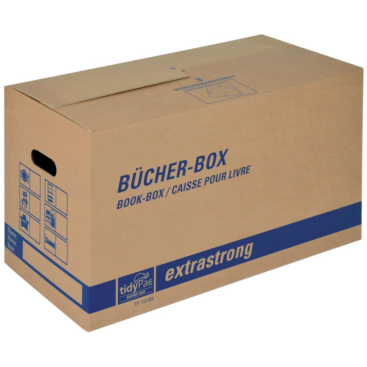 Tidypac – Bücherbox, ft 56 x 29,3 x 33 cm, braun