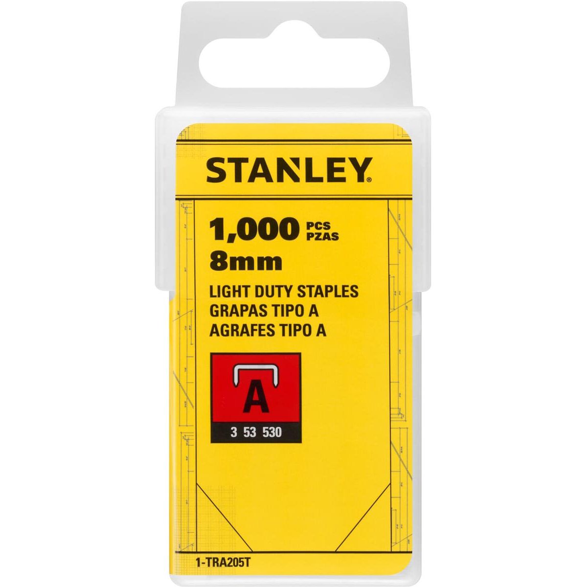 Stanley - Heftklammern Typ A, 8 mm, Schachtel mit 1.000 Heftklammern