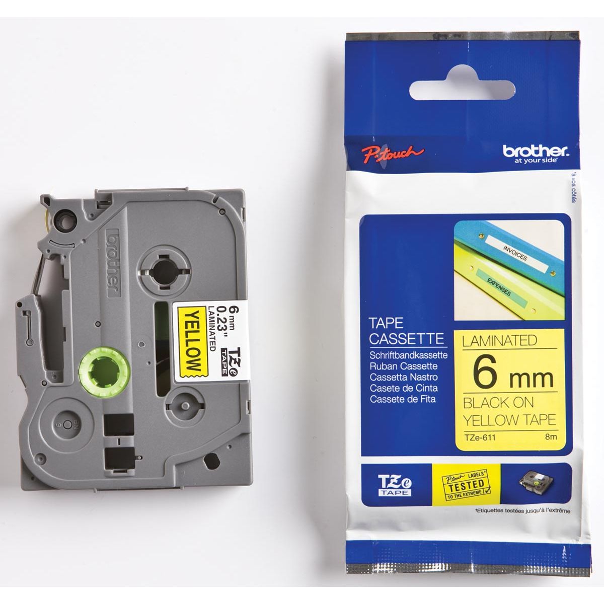 Brother - TZe e pour P-Touch 6 mm, noir sur jaune
