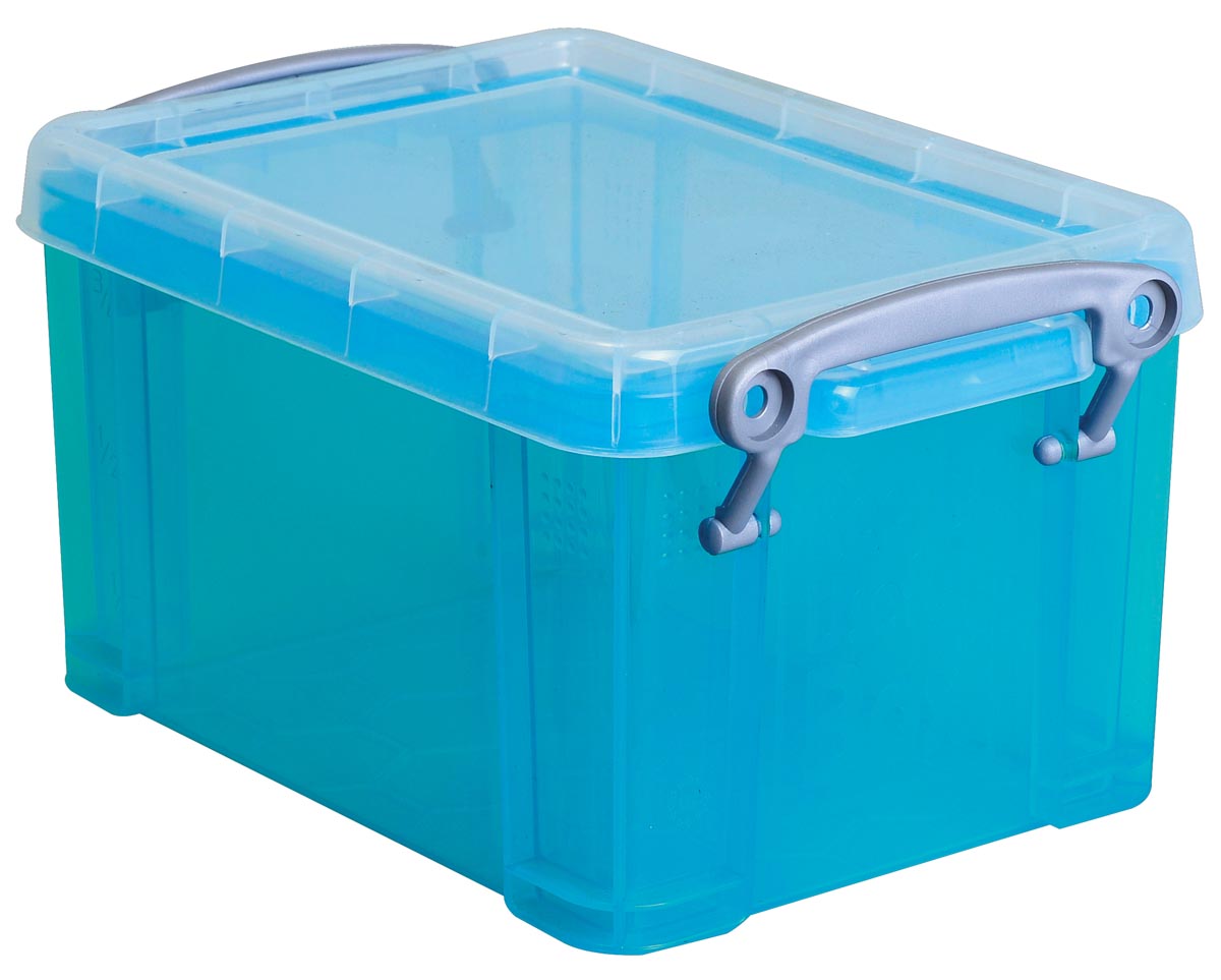 Really Useful Box - Boîte de rangement 1,6 litres, transparente bleu vif