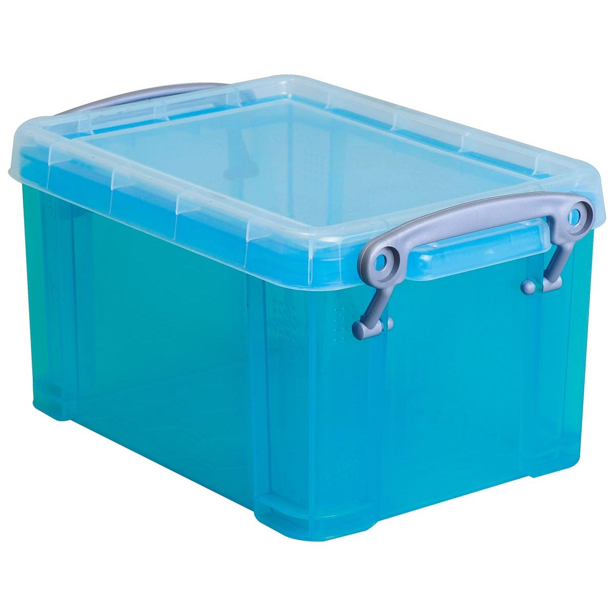 Really Useful Box - Boîte de rangement 1,6 litres, transparente bleu vif