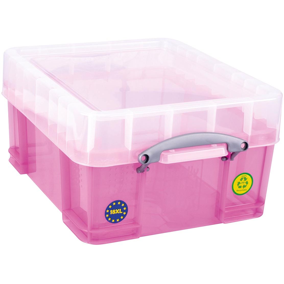 Really Useful Box - Box Aufbewahrungsbox 18 Liter XL, transparent rosa