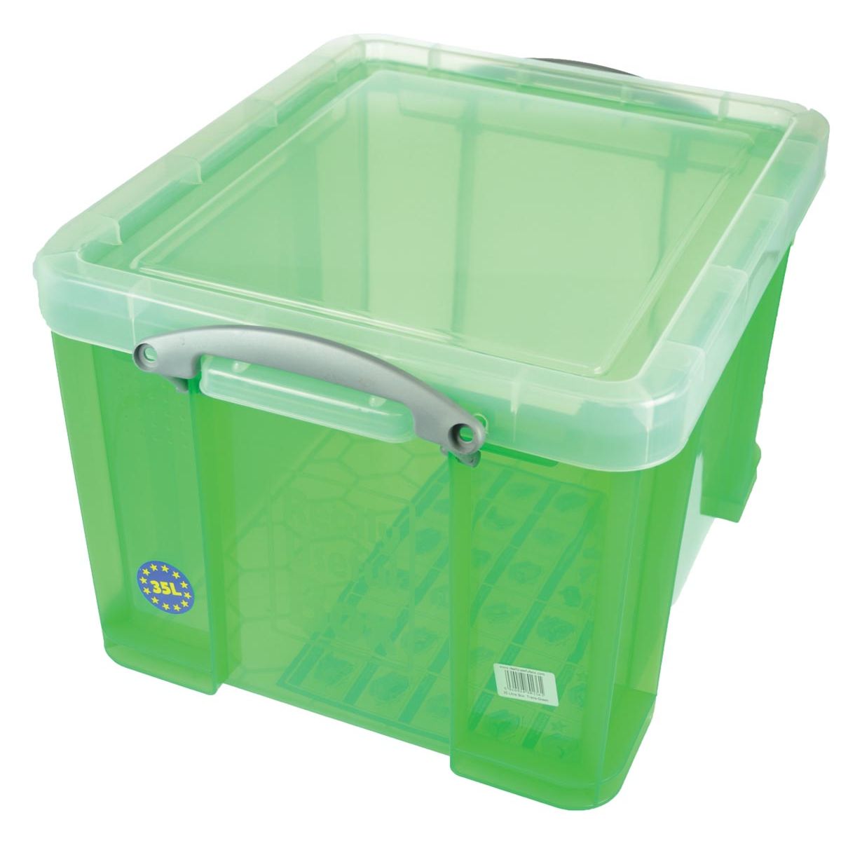 Really Useful Box - Box opbergdoos 35 liter, transparant groen