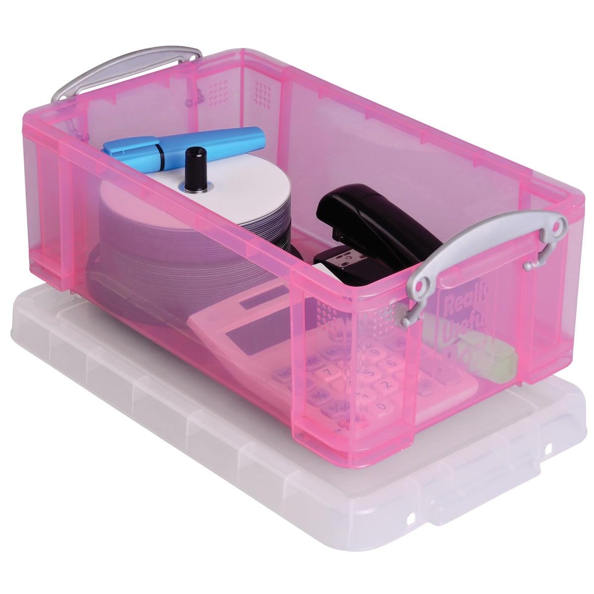 Really Useful Box - Box opbergdoos 9 liter, transparant roze