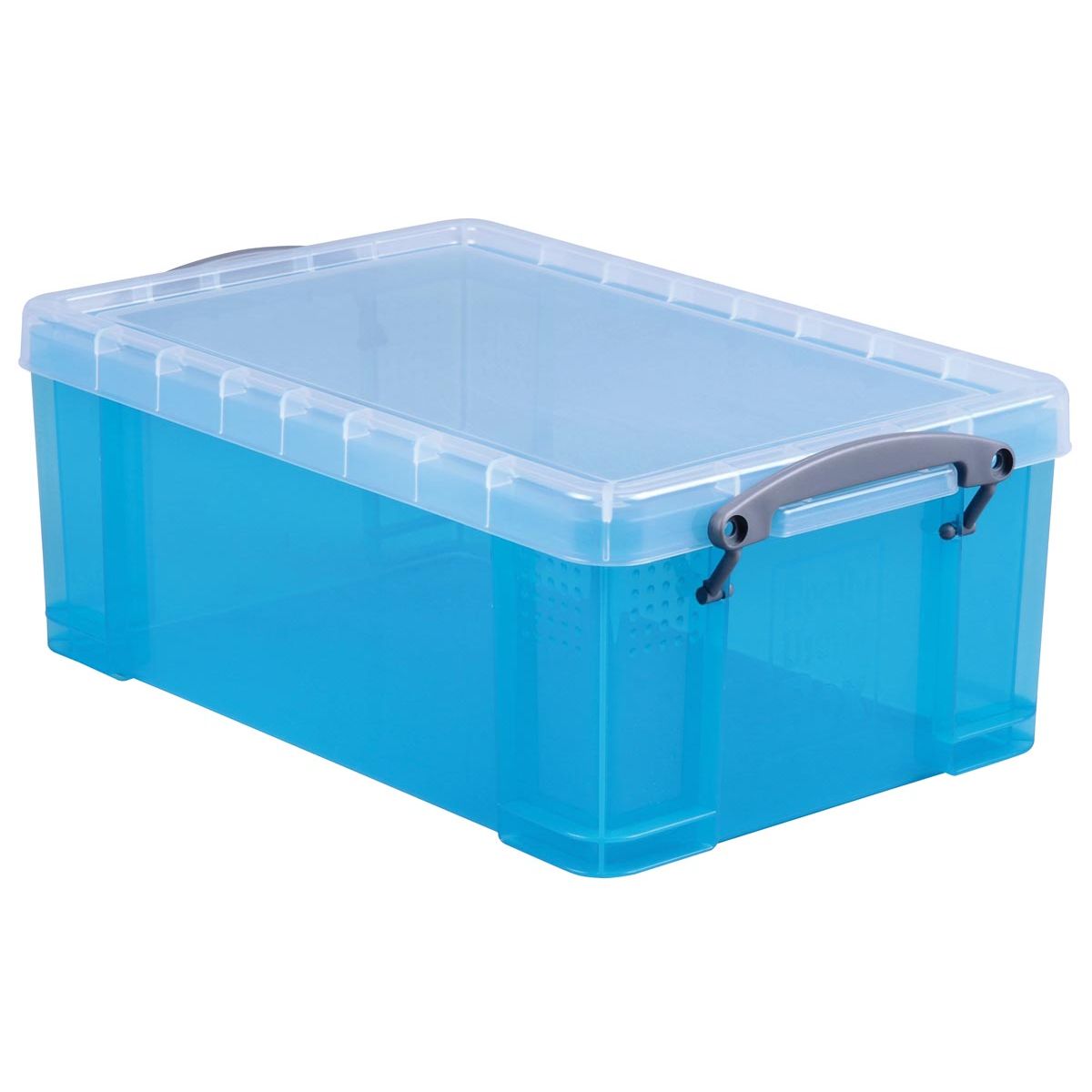 Really Useful Box - Boîte de rangement 9 litres, transparente bleu vif