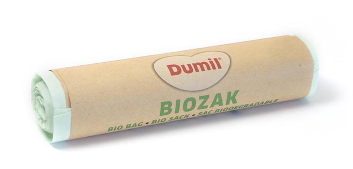 Dumil - sac poubelle bio pour déchets organiques, 16 microns, 60 l, vert, rouleau de 5 pièces