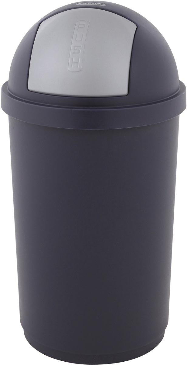 Curver - Abfallbehälter mit Druckdeckel 50 l, blau und grau