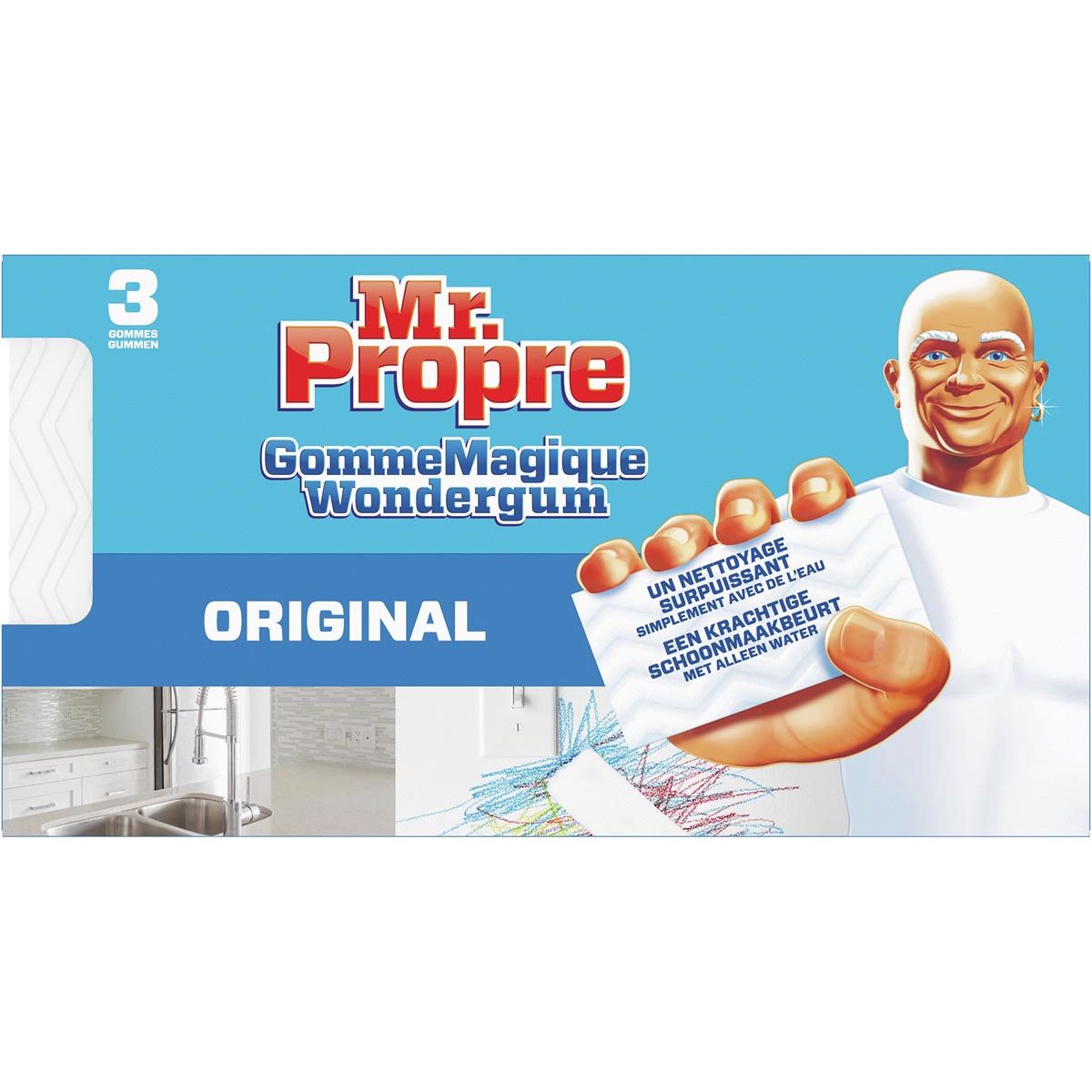 Mr. Proper - wondergom Original, pak van 3 stuks