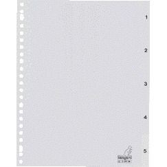 Kangaro - Tabs 23 Löcher G405CM 1-5 nummeriertes graues PP