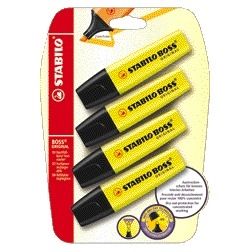 STABILO - Surligneur BOSS Original 70/24 jaune blister de 4 pièces