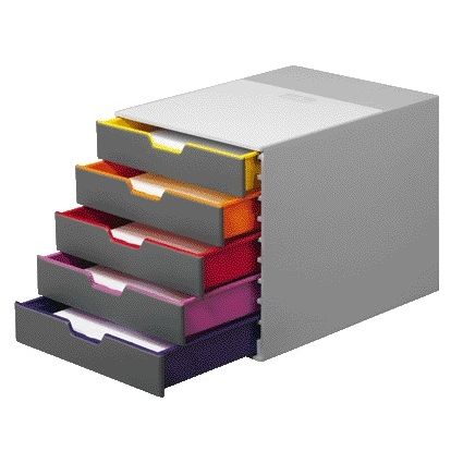Durable - Caisson à tiroirs Varicolor 5 tiroirs gris
