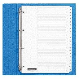 Quantore - Onglets 4 trous 20 pièces avec alphabet carton blanc | 10 pièces