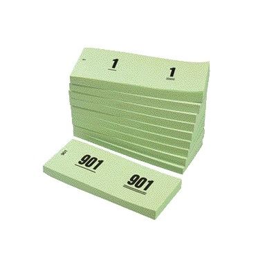 Büro - Nummernblock 42x105mm Nummerierung 1-1000 grün 10 Stück