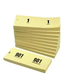 Office - Nummerblok 42x105mm nummering 1-1000 geel 10 stuks