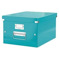 Leitz - Aufbewahrungsbox Click Store WOW mittlerer Recyclingkarton 281x200x370mm eisblau | 6 Stück