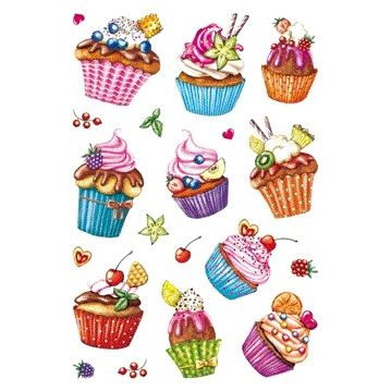 HERMA - Etiket 3387 cupcakjes glitter