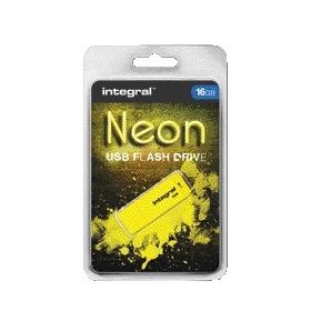 Integral - Clé USB 2.0 16Gb jaune fluo