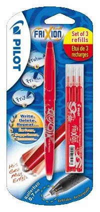 Pilot - Rollerpen friXion medium rood blister à 1 stuk + 3 vullingen