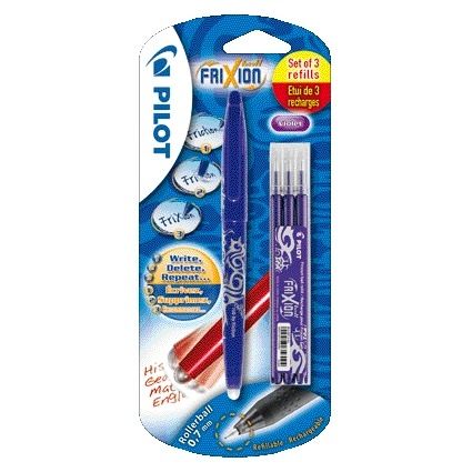 Pilot - Rollerpen frixion bl-fr7 m + 3 vull paars