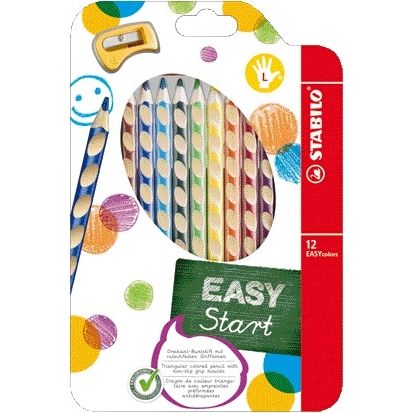 Stabilo - EASYcolors, ergonomisch kleurpotlood, linkshandig, extra dikke 4.2 mm kern, etui met 12 kleuren