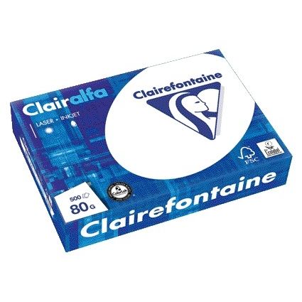Clairefontaine - Papier à copier Clairalfa A4 80gr blanc 500 feuilles | 5 pièces