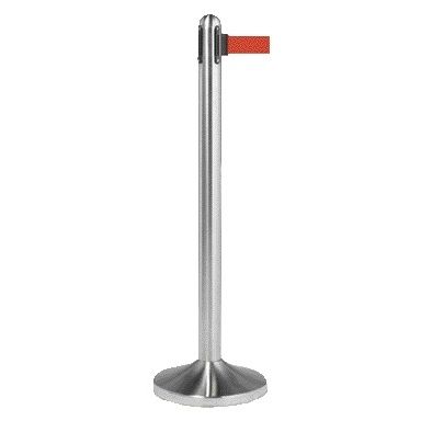 Securit - Absperrpfosten aus Edelstahl mit Rollband 210cm rot
