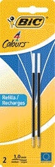 Bic - Recharge stylo bille pour stylo compteur bleu moyen blister de 2 pièces