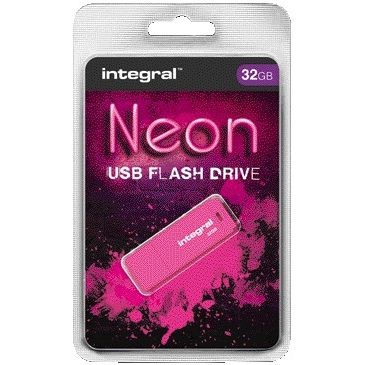 Integral - Clé USB 2.0 32Go rose fluo