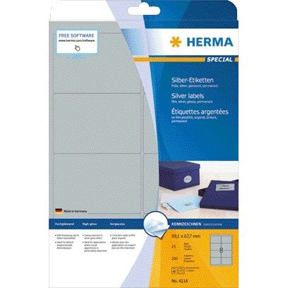 HERMA - Etiquette 4114 99,1X67,7mm argent 200 étiquettes