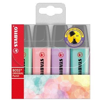 Stabilo - Surligneur BOSS Original 70/4 pastel assorti étui de 4 pièces