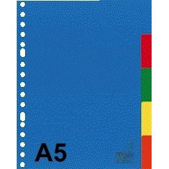 Kangaro - Onglets A5 17 trous A505M 5 pièces assorties PP | 25 pièces
