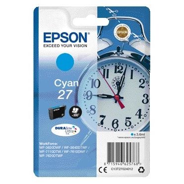 Epson - Alarm clock Singlepack Cyan 27 DURABrite Ultra Ink