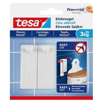 Tesa - Klevende Spijker ® tegels metaal 3kg wit 2 stuks