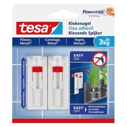 Tesa - Adhésif Nail ® carrelage métal 3kg réglable blanc 2 pièces