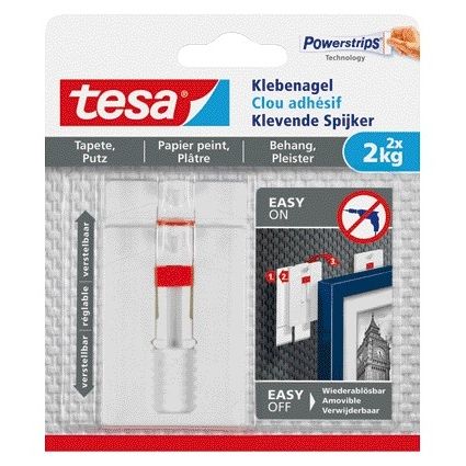 Tesa - Klebenagel® Tapeten und Putz 2kg verstellbar weiß 2 Stück