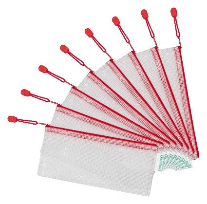 Tarifold - Aufbewahrungstasche mit Reißverschluss 250x115mm PVC rot | 8 Stück