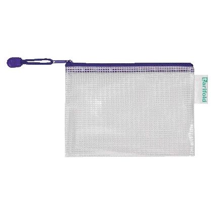 Quantore - Sac de rangement avec fermeture éclair 175x125mm PVC bleu | 8 pièces