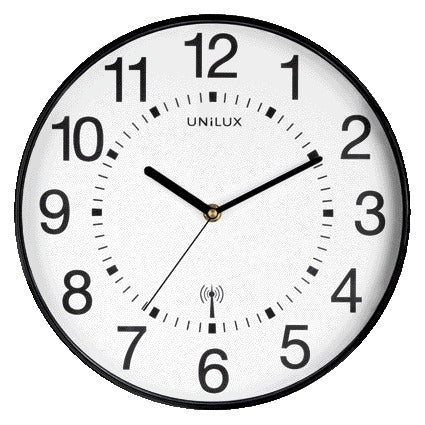 Unilux - Wandklok wave radio dia 30cm zwart/wit
