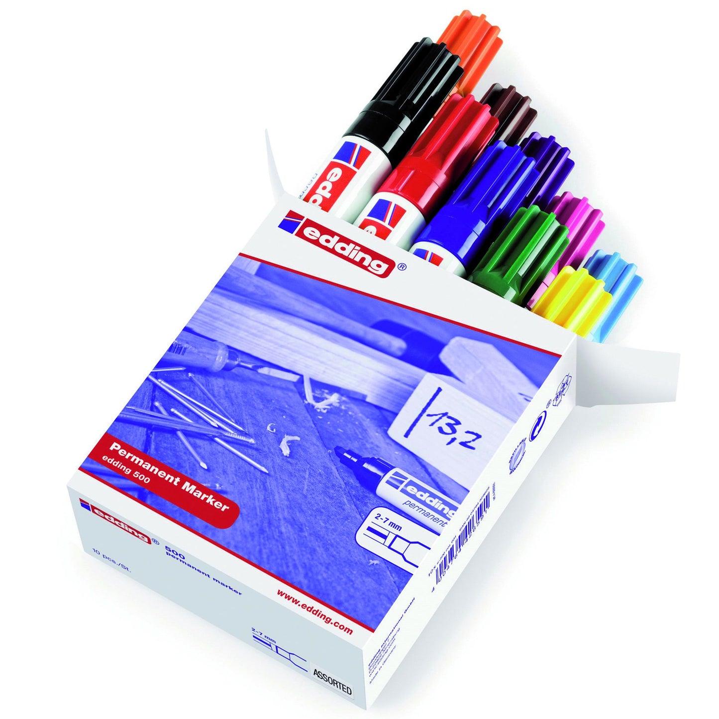 Edding - Feutre 500 diagonale 2-7mm assorti boîte de 10 pièces