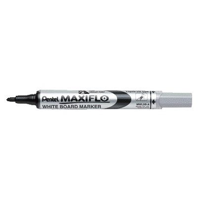 Pentel - Whiteboardmarker MWL5S Maxiflo rund 1mm schwarz | 12 Stück