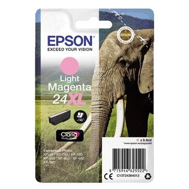 Epson - Elephant Singlepack Light Magenta 24XL Claria Photo HD Ink