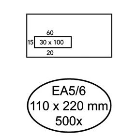 Quantore - Enveloppe 110x220mm fenêtre 3x10cm gauche autocollante 500 pièces