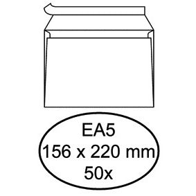 Hermes - Banque d'enveloppes EA5 156x220mm autocollant blanc pack de 50 pièces