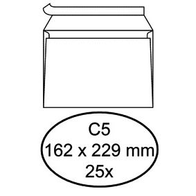 Quantore - Envelop bank C5 162x229mm zelfklevend wit 25 stuks