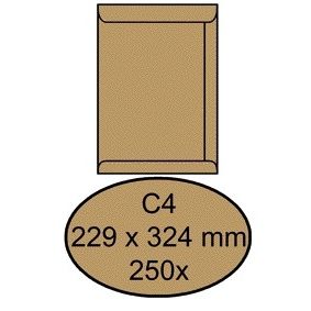Quantore - Envelop akte C4 229x324mm bruinkraft 250 stuks