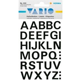 HERMA - Etiquette 4163 15mm lettres A-Z noir | 10 pièces