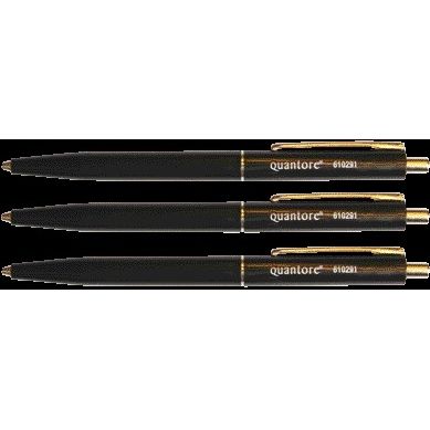 Quantore - Bouton poussoir pour stylo à bille avec clip en métal noir moyen | 50 pièces