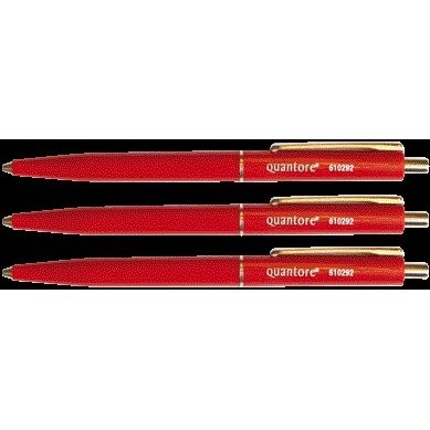 Quantore - Bouton poussoir stylo à bille avec clip métal rouge moyen